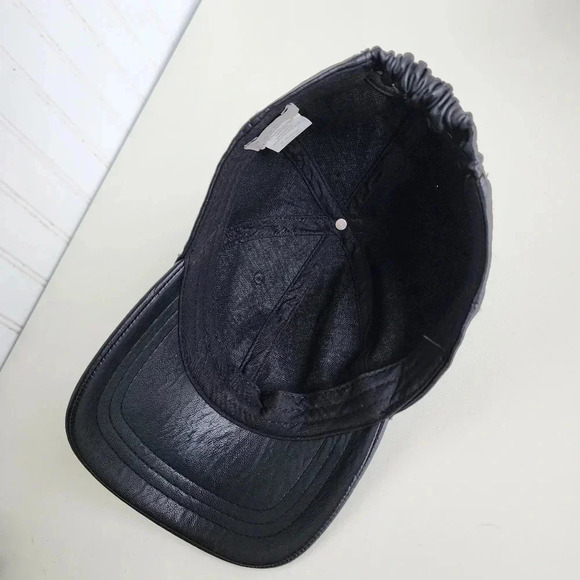 A New Day Fitted Faux Leather Hat Black One Size Te Textured 6 Panel Blank - Picture 7 of 9